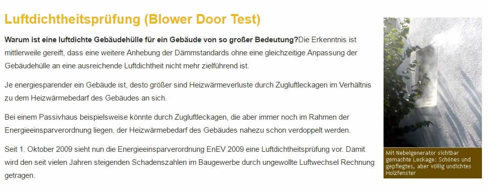 Luftdichtheitmessung, Blower Door Test 